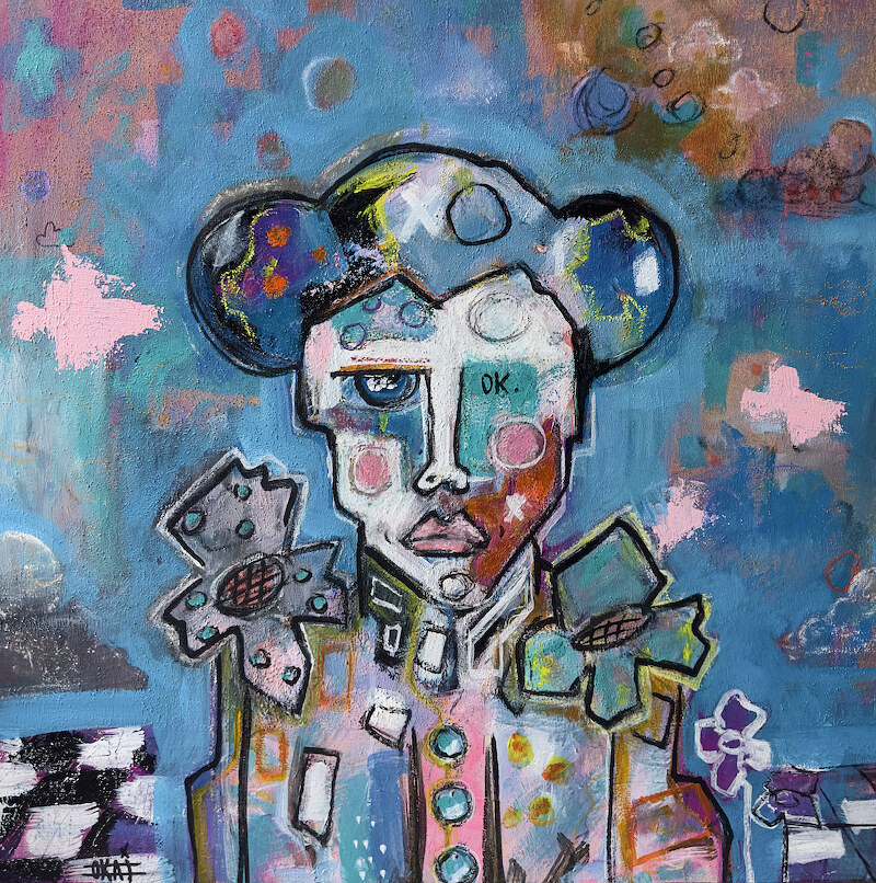 OK Fine — mixed media on canvas, 2026